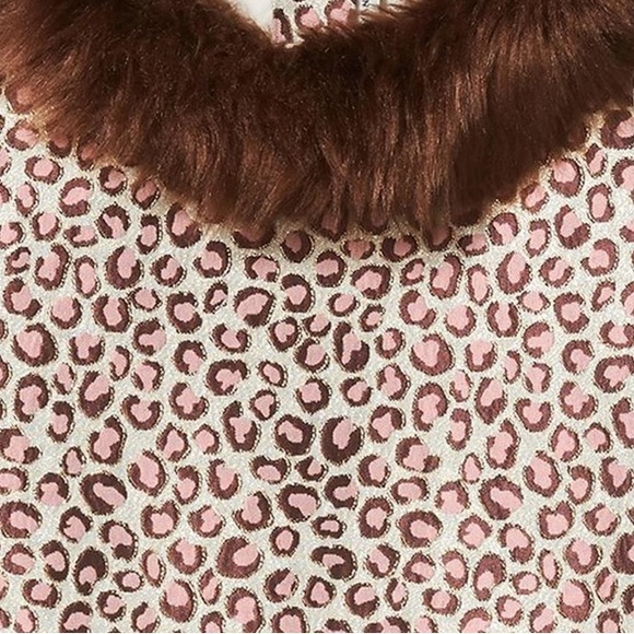 Janie And Jack LEOPARD FAUX FUR COLLAR DRESS NWOT - Picture 3 of 5